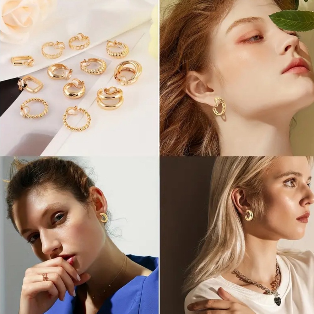 1pair Chic Geometric Clip On Earrings